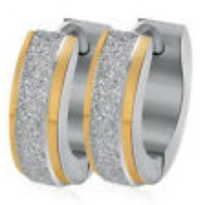 Stainless Steel Frosted Hugger Style Earrings